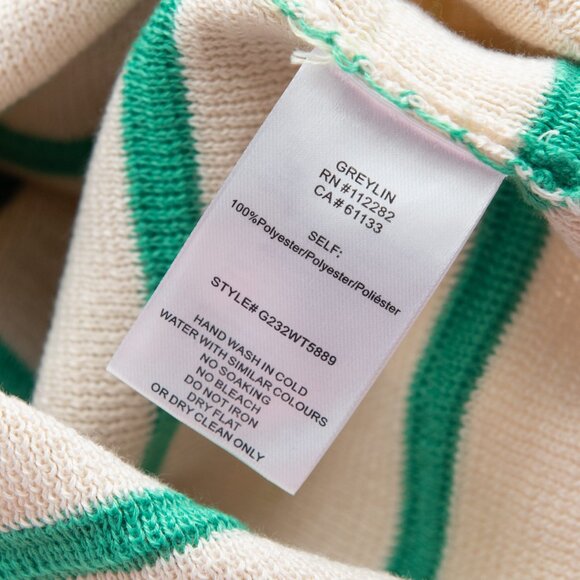 Greylin Billie Knit Polo Top Stripe Collar Short Sleeve Tan Green Medium New - Picture 5 of 6